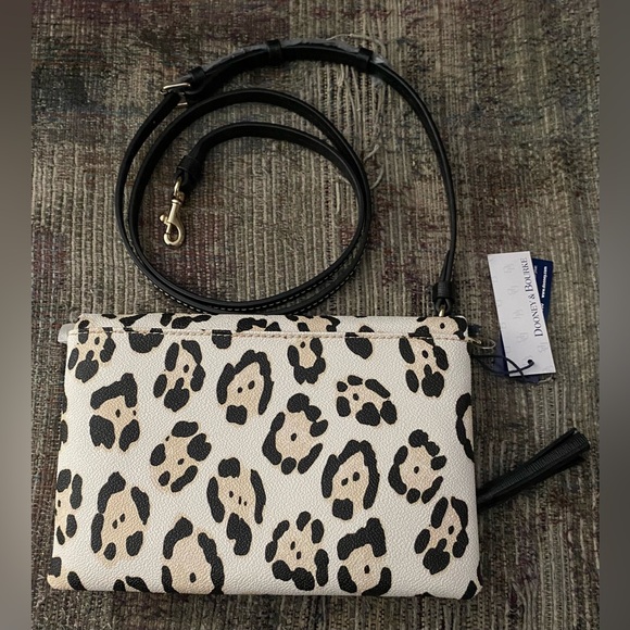 Dooney & Bourke Black/Leopard foldover zip crossbody. - Picture 8 of 15